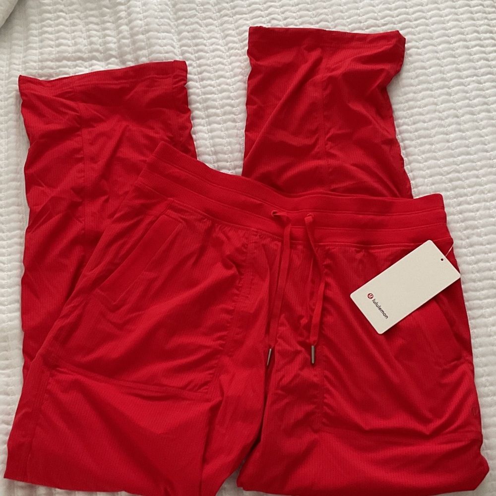 NWT rare fine LULULEMON Dance Studio pants LINED size 10 red HTHT
